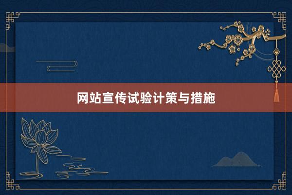 网站宣传试验计策与措施